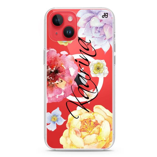 Colorful Watercolor Flowers iPhone 12 MagSafe Compatible Ultra Clear Case Online Sale