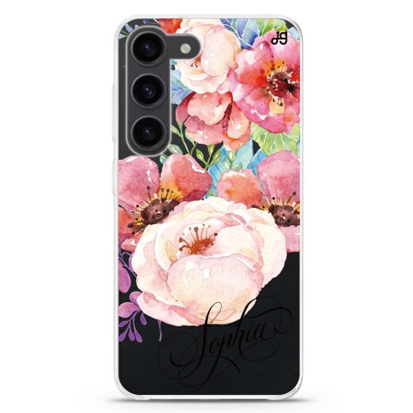 Awakening Watercolor Flowers Samsung Galaxy Ultra Clear Case Cheap