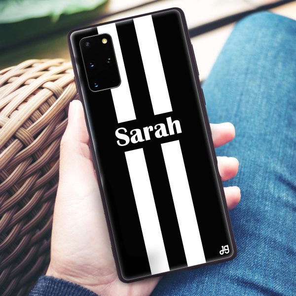 Black and white Stripes Samsung S20 Plus Glass Case Fashion