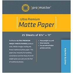 Promaster Ultra Premium Matte Paper - 8 1 2 x11  - 25 Sheets - 8 1 2  x 11  Supply