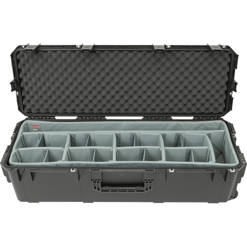 SKB iSeries 4213-12 Waterproof Case with Wheels with Think Tank-Designed Lighting Stand Dividers & Lid Foam (Black) Cheap