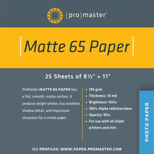 Promaster Matte 65 Paper 8.5 x11  - 25 Sheets For Sale