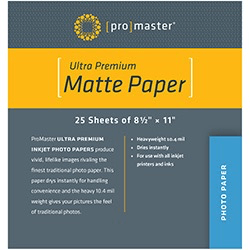 Promaster Ultra Premium Matte Paper - 8 1 2 x11  - 25 Sheets - 8 1 2  x 11  Supply