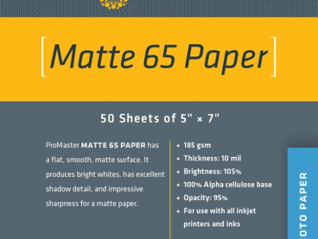 Promaster Matte 65 Paper 5 x7  - 50 Sheets Hot on Sale