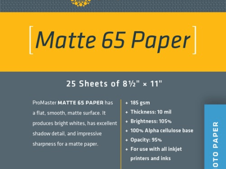 Promaster Matte 65 Paper 8.5 x11  - 25 Sheets For Sale