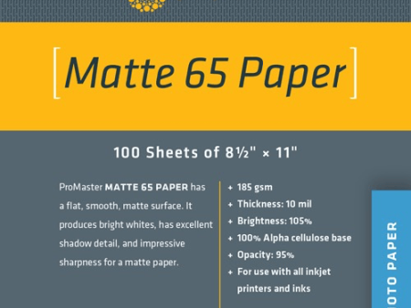 Promaster Matte 65 Paper 8.5 x11  - 100 Sheets For Cheap